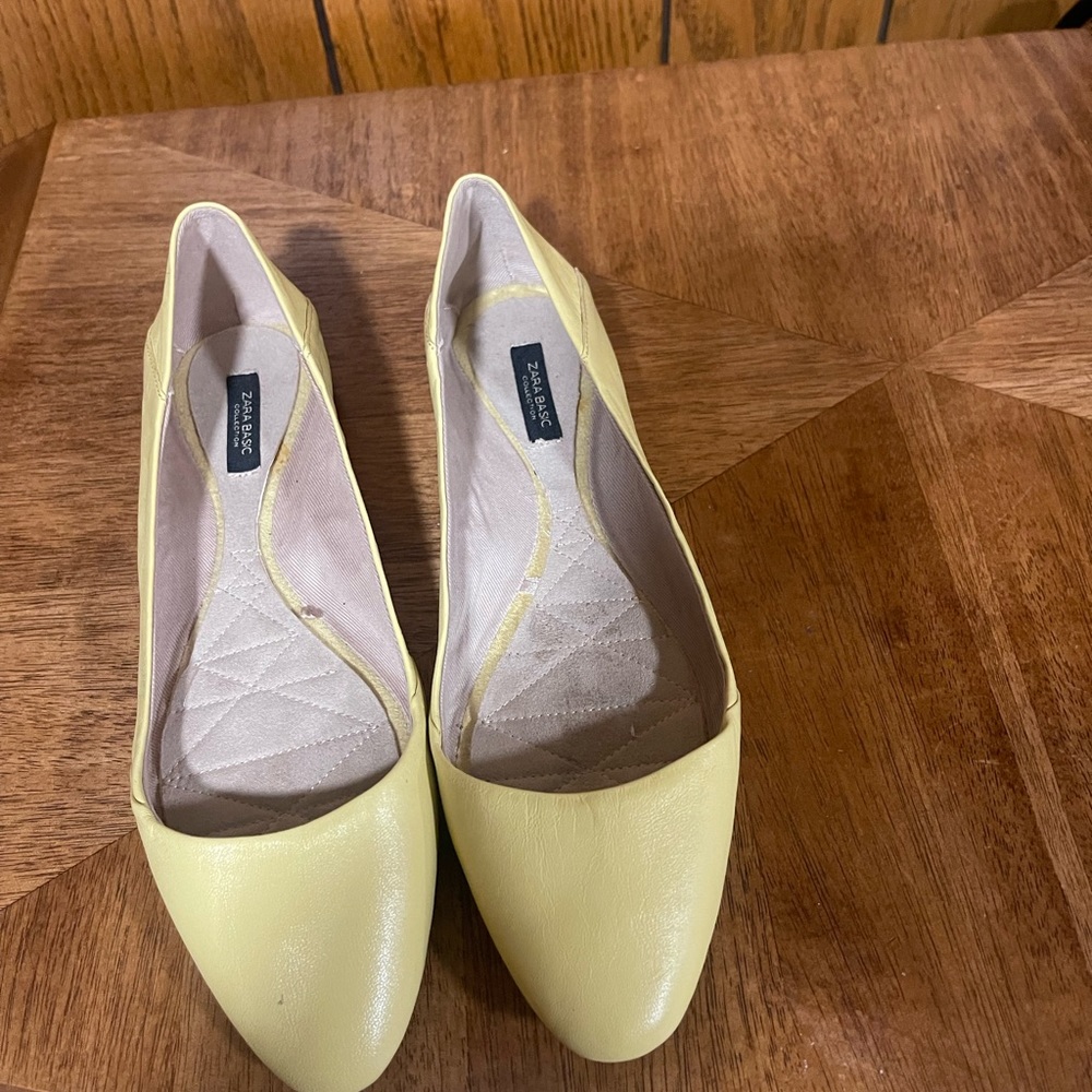 Zara Basic Collection" Shoes Lemon Yellow Leather… - image 2